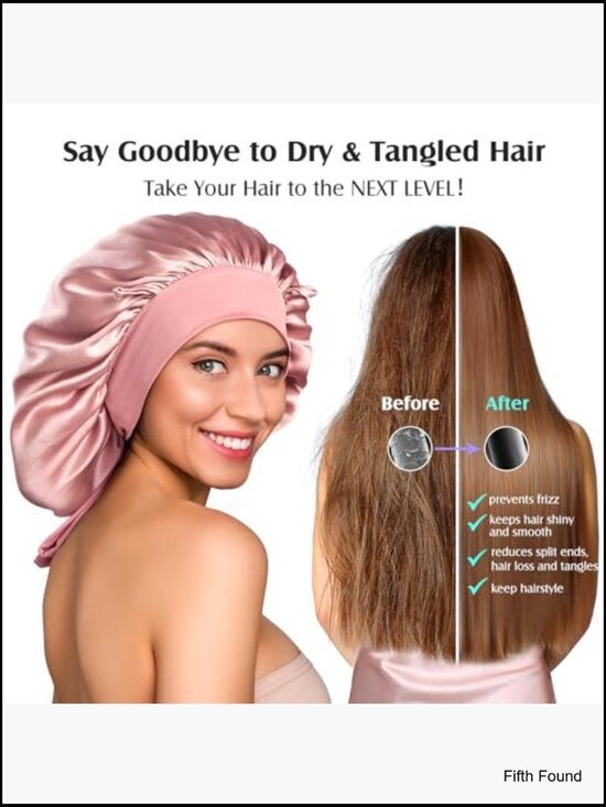 Double Layer 22 Momme Mulberry Silk Bonnet for Sleeping, Non-Slip Hair Wrap w/ main image 4